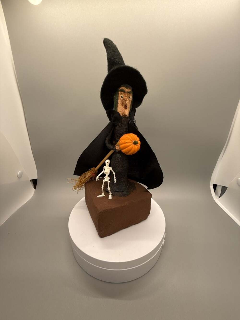 Deb Macklin Signed Folk Art Paper Mache Halloween Witch Primitive 1996 Vtg